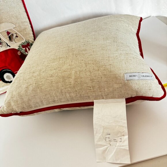 Secret Celebrity Christmas Tree Van Throw Pillow 16x16" Embroidered Holiday Deco - Picture 12 of 15